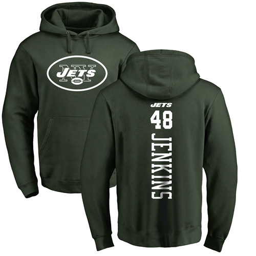 New York Jets Men Green Jordan Jenkins Backer NFL Football 48 Pullover Hoodie Sweatshirts